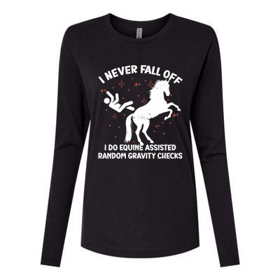 Equine Assisted Gravity Checks Funny Horse Gift Womens Cotton Relaxed Long Sleeve T-Shirt