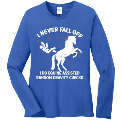 Equine Assisted Gravity Checks Funny Horse Gift Ladies Long Sleeve Shirt