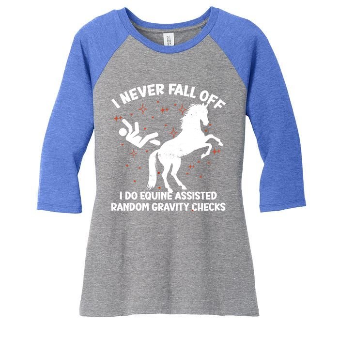 Equine Assisted Gravity Checks Funny Horse Gift Women's Tri-Blend 3/4-Sleeve Raglan Shirt