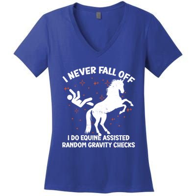 Equine Assisted Gravity Checks Funny Horse Gift Women's V-Neck T-Shirt