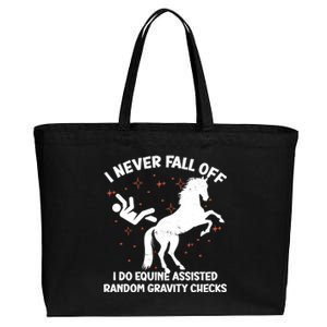 Equine Assisted Gravity Checks Funny Horse Gift Cotton Canvas Jumbo Tote