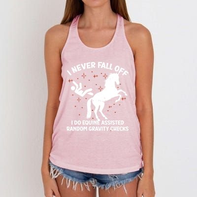 Equine Assisted Gravity Checks Funny Horse Gift Women's Knotted Racerback Tank