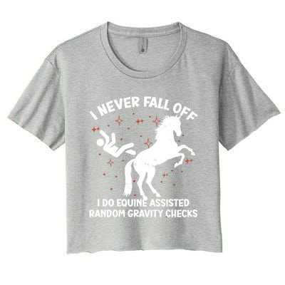 Equine Assisted Gravity Checks Funny Horse Gift Women's Crop Top Tee