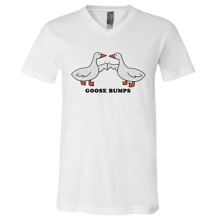 Embroidered Animal Goose Bumps V-Neck T-Shirt