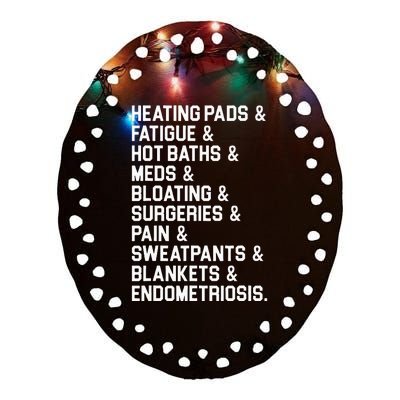 Endometriosis Awareness Gift heating pads pain Adenomyosis Ceramic Oval Ornament