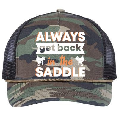 Equestrian Always Get Back In The Saddle Horse Riding Gift Retro Rope Trucker Hat Cap