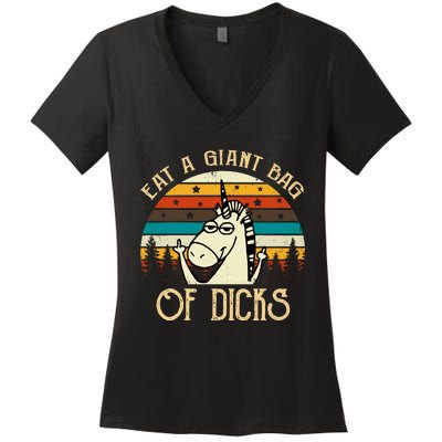 Eat A Giant Bag Of Dicks Unicorn Women's V-Neck T-Shirt