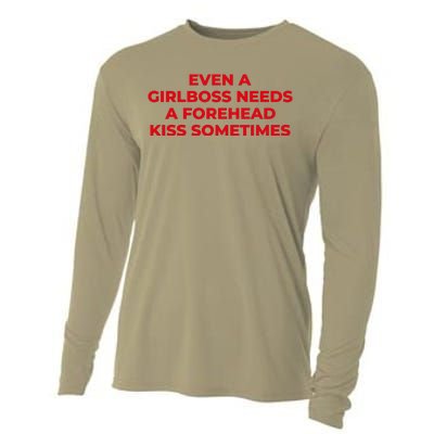 Even A Girlboss Needs A Forehead Kiss Sometimes Funny Baby Adult Humor Cooling Performance Long Sleeve Crew