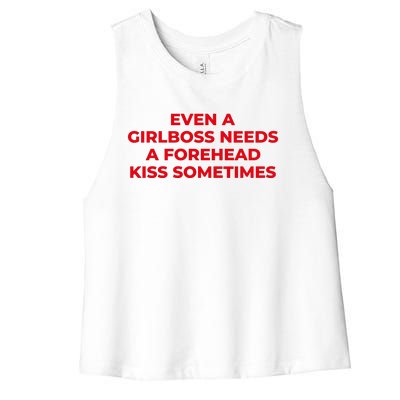 Even A Girlboss Needs A Forehead Kiss Sometimes Funny Baby Adult Humor Women's Racerback Cropped Tank