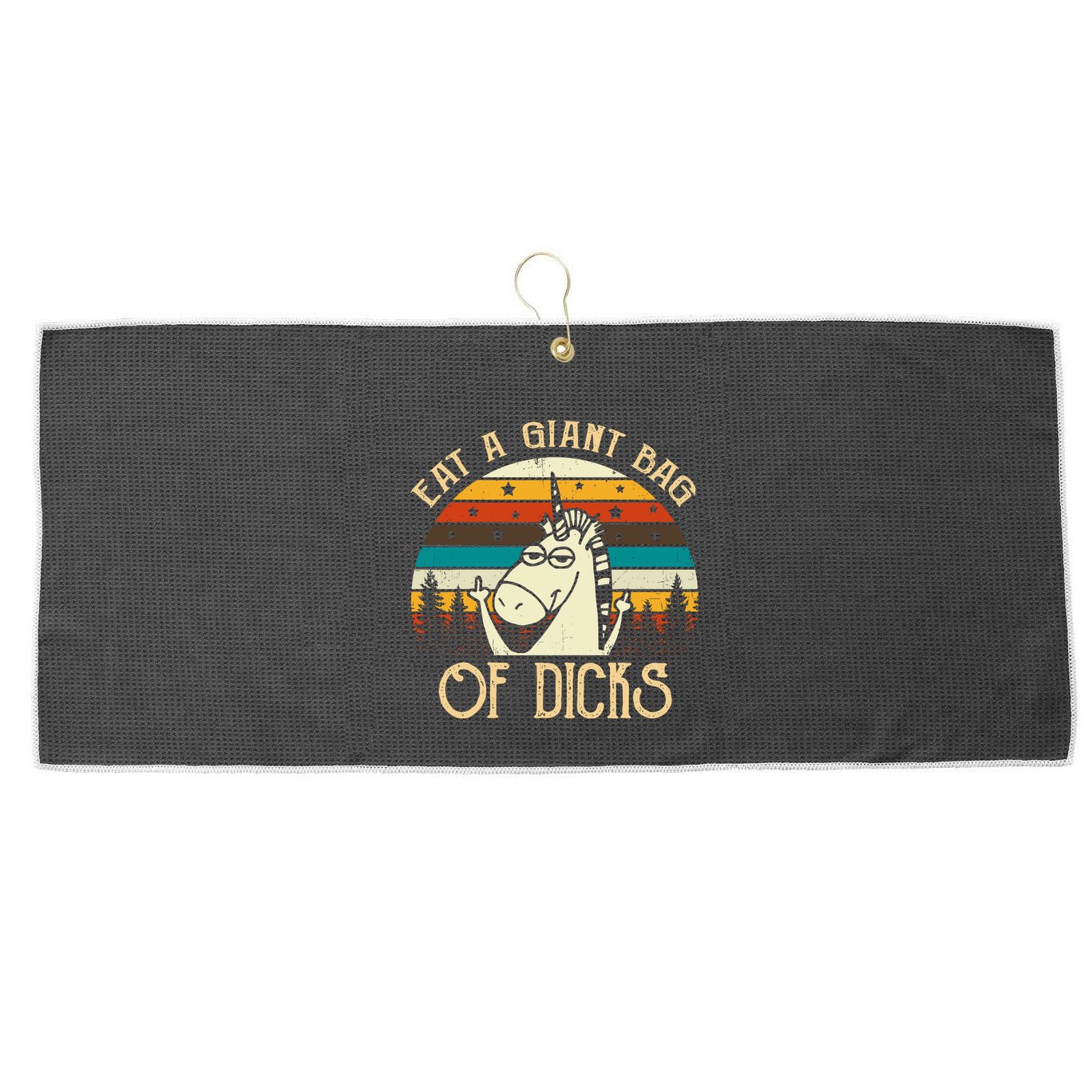 Eat A Giant Bag Of Dicks Unicorn Large Microfiber Waffle Golf Towel