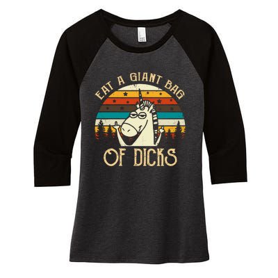 Eat A Giant Bag Of Dicks Unicorn Women's Tri-Blend 3/4-Sleeve Raglan Shirt