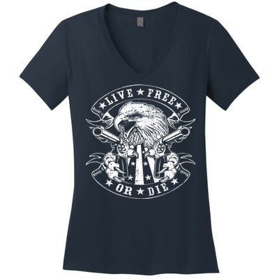 Eagle Live Free Or Die 2nd Amendment Women's V-Neck T-Shirt