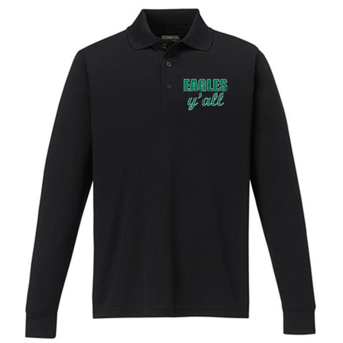 Eagles Y'all Performance Long Sleeve Polo