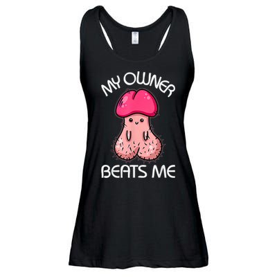 Embarrassing Adult Humor Inappropriate My Owner Beats Me Ladies Essential Flowy Tank