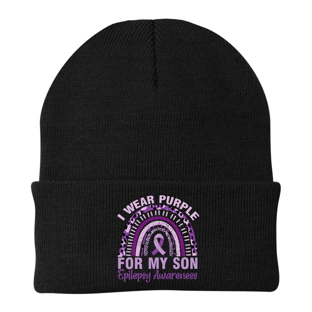 Epilepsy Awareness I Wear Purple For My Son Epilepsy  Beanie