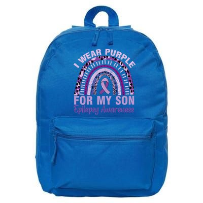 Epilepsy Awareness I Wear Purple For My Son Epilepsy  16 in Basic Backpack