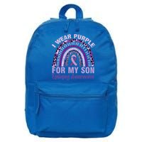 Epilepsy Awareness I Wear Purple For My Son Epilepsy  16 in Basic Backpack
