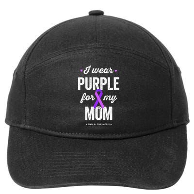 End Alz I Wear Purple For My Mom Alzheimers Awareness 7-Panel Snapback Hat