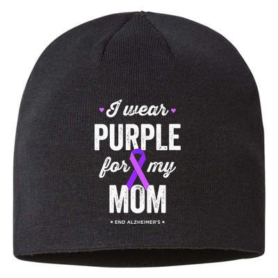 End Alz I Wear Purple For My Mom Alzheimers Awareness Sustainable Beanie