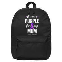 End Alz I Wear Purple For My Mom Alzheimers Awareness 16 in Basic Backpack