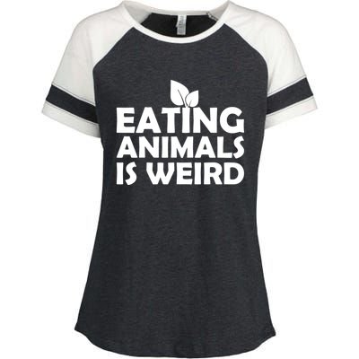 Eating Animals Is Weird Gift Vegan Vegetarian Support Enza Ladies Jersey Colorblock Tee