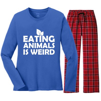 Eating Animals Is Weird Gift Vegan Vegetarian Support Women's Long Sleeve Flannel Pajama Set 