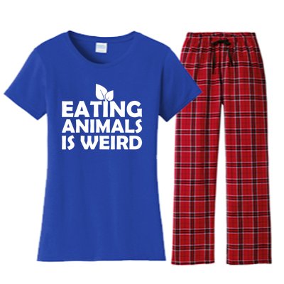 Eating Animals Is Weird Gift Vegan Vegetarian Support Women's Flannel Pajama Set