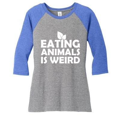 Eating Animals Is Weird Gift Vegan Vegetarian Support Women's Tri-Blend 3/4-Sleeve Raglan Shirt