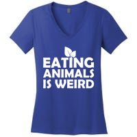 Eating Animals Is Weird Gift Vegan Vegetarian Support Women's V-Neck T-Shirt