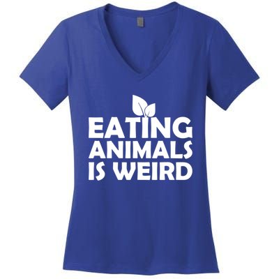 Eating Animals Is Weird Gift Vegan Vegetarian Support Women's V-Neck T-Shirt