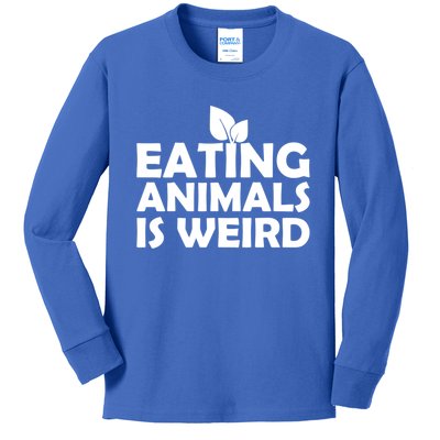 Eating Animals Is Weird Gift Vegan Vegetarian Support Kids Long Sleeve Shirt