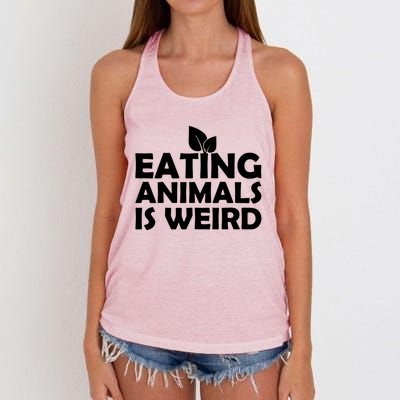 Eating Animals Is Weird Gift Vegan Vegetarian Support Women's Knotted Racerback Tank