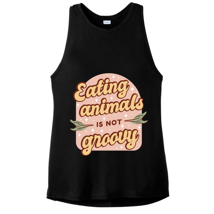 Eating Animals Is Not Groovy Vegan Life Ladies PosiCharge Tri-Blend Wicking Tank