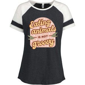 Eating Animals Is Not Groovy Vegan Life Enza Ladies Jersey Colorblock Tee