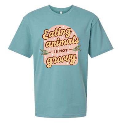 Eating Animals Is Not Groovy Vegan Life Sueded Cloud Jersey T-Shirt