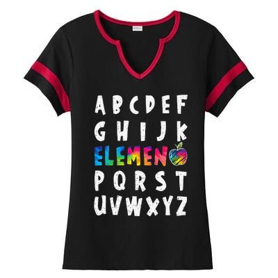 Elemeno Alphabet Kindergarten Preschool Teacher Funny Ladies Halftime Notch Neck Tee