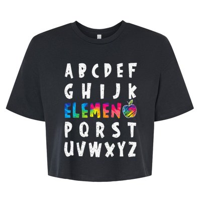 Elemeno Alphabet Kindergarten Preschool Teacher Funny Bella+Canvas Jersey Crop Tee