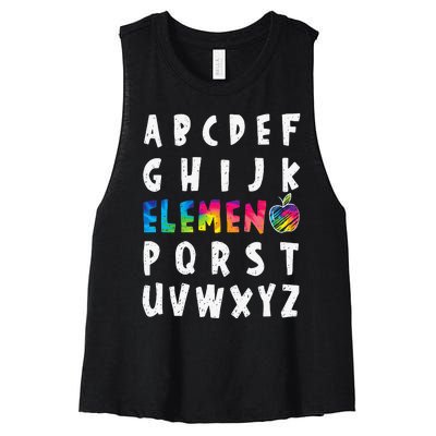 Elemeno Alphabet Kindergarten Preschool Teacher Funny Women's Racerback Cropped Tank