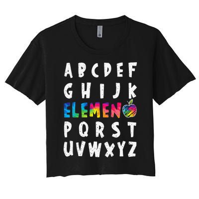 Elemeno Alphabet Kindergarten Preschool Teacher Funny Women's Crop Top Tee