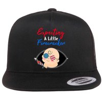 Expecting a Little Firecracker Pregnancy 4th of July Funny Flat Bill Trucker Hat