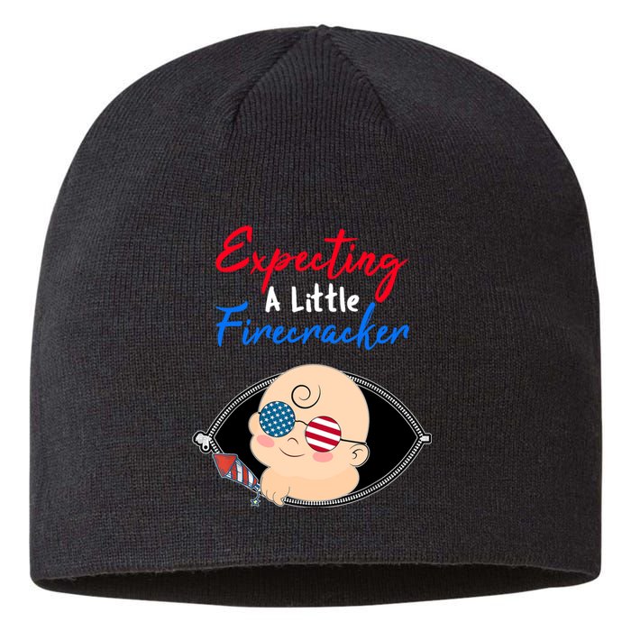 Expecting a Little Firecracker Pregnancy 4th of July Funny Sustainable Beanie