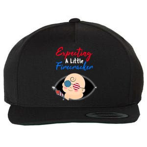 Expecting a Little Firecracker Pregnancy 4th of July Funny Wool Snapback Cap