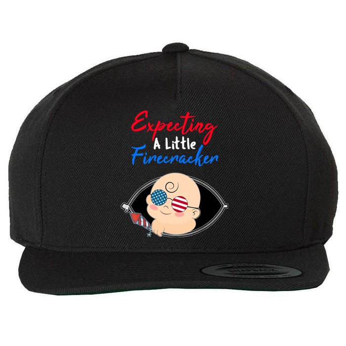 Expecting a Little Firecracker Pregnancy 4th of July Funny Wool Snapback Cap