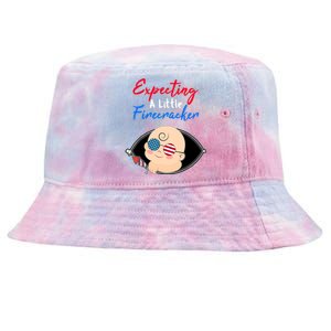 Expecting a Little Firecracker Pregnancy 4th of July Funny Tie-Dyed Bucket Hat