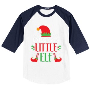 Expecting A Little Elf Cute Christmas Pregnancy Announcet Gift Baseball Sleeve Shirt