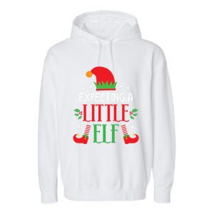 Expecting A Little Elf Cute Christmas Pregnancy Announcet Gift Garment-Dyed Fleece Hoodie