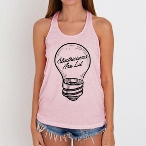 Electricians Are Lit Lightbulb Funny Electrician Gift Women's Knotted Racerback Tank