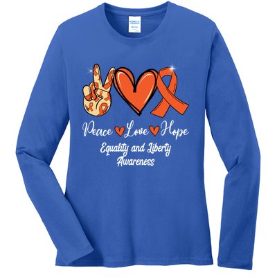 Equality And Liberty Awareness Peace Love Hope Orange Ribbon Gift Ladies Long Sleeve Shirt