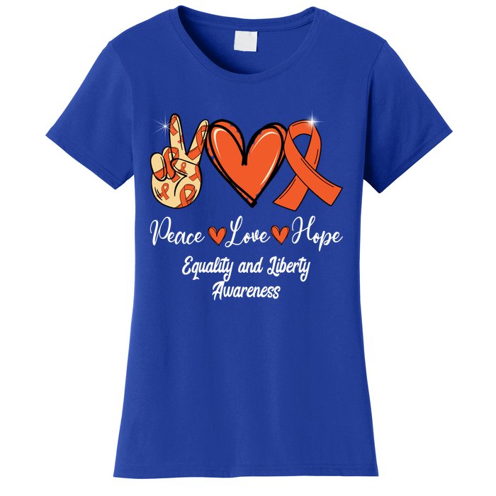 Equality And Liberty Awareness Peace Love Hope Orange Ribbon Gift Women's T-Shirt