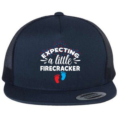 Expecting A Little Firecracker Pregnancy Mom To Be 4th July Gift Flat Bill Trucker Hat